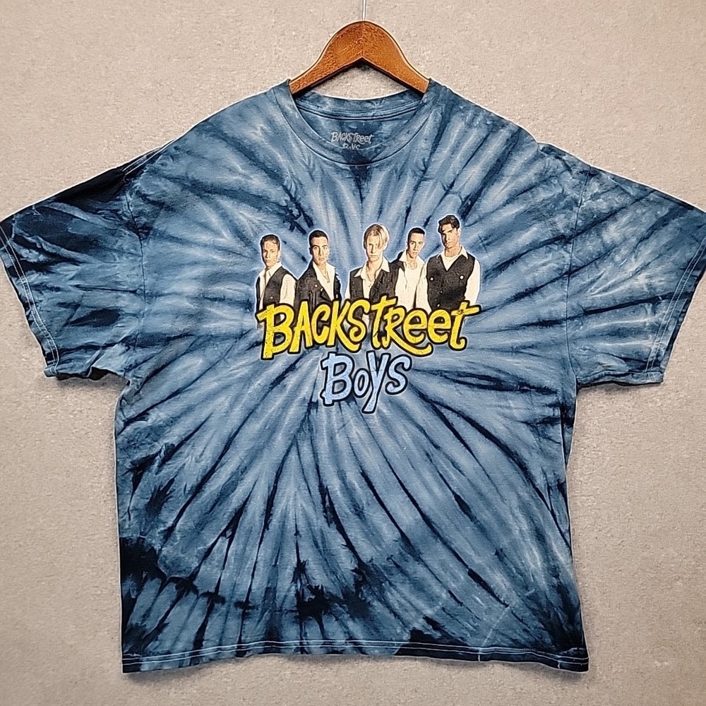 BACKSTREET BOYS T-Shirt Mens Large Graphic Tee Blue Tie Dye Retro All Cotton BSB - Picture 2 of 8